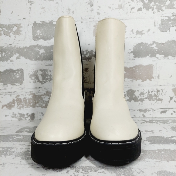 NEW Nine West Doleas 3 White Black Chunky Ankle Boots i258 - Picture 5 of 15